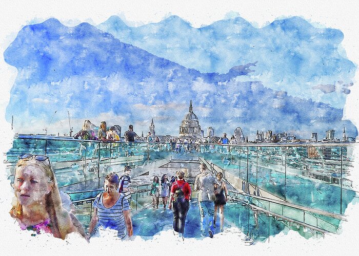 Travel Greeting Card featuring the digital art Travel #watercolor #sketch #travel #sky by TintoDesigns