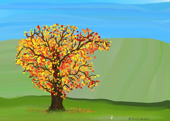 Tree Greeting Card featuring the digital art Tree in Autumn by Kae Cheatham