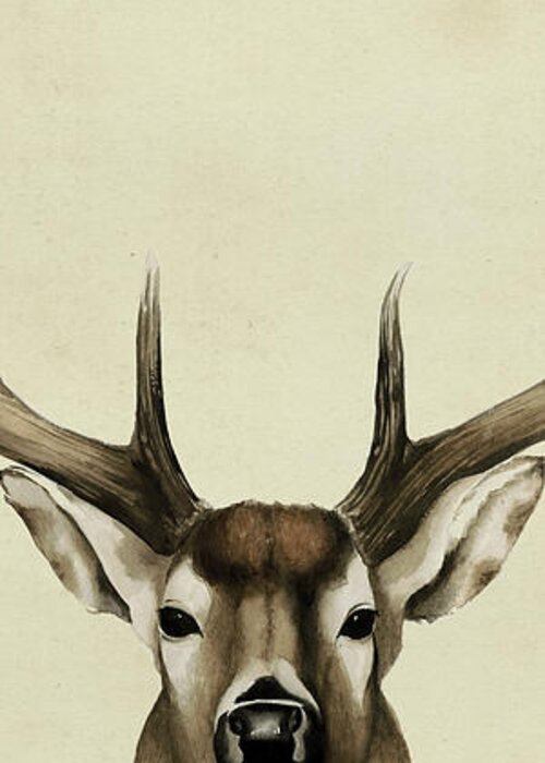  Greeting Card featuring the painting Triptych Whitetail II by Grace Popp