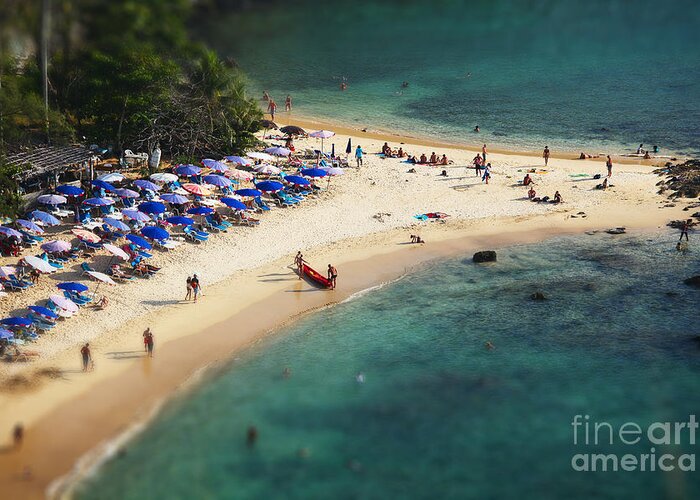 Crowd Greeting Card featuring the photograph Tropical Sandy Beach And Calm Lagoon by Dudarev Mikhail