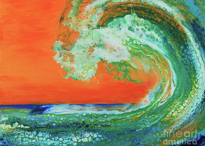 Seascape Greeting Card featuring the painting Tropical Wave by Jeanette French