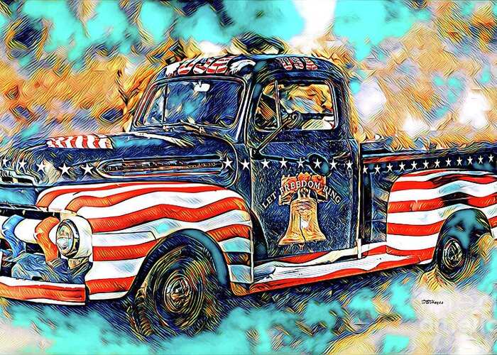 Trucks Greeting Card featuring the mixed media Trucking USA 2 by DB Hayes