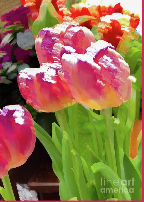 Abstract Greeting Card featuring the photograph Tulip flower pastel by Phillip Rubino