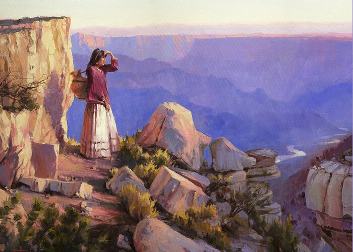 Grand Canyon Greeting Card featuring the painting Turning Point by Steve Henderson
