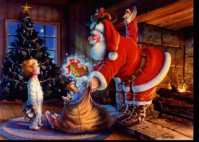Michael Humphries Greeting Card featuring the painting 'Twas the Night Before Christmas by Michael Humphries