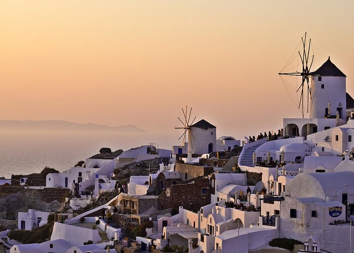 Greece Greeting Card featuring the photograph Two Windmills by Anil