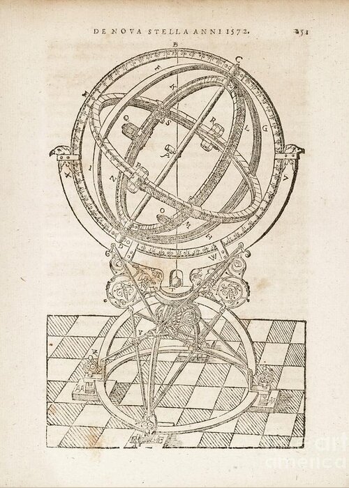 Tycho Brahe's Armillary Sphere Greeting Card featuring the photograph Tycho Brahe's Armillary Sphere by Library Of Congress, Rare Book And Special Collections Division/science Photo Library