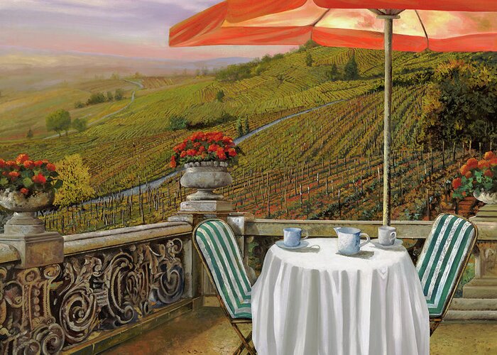 Vineyard Greeting Card featuring the painting Un Caffe' Nelle Vigne by Guido Borelli