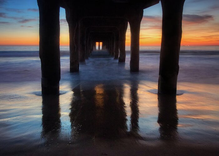 Beach Greeting Card featuring the photograph Under Manhattan Beach Pier by Andy Konieczny