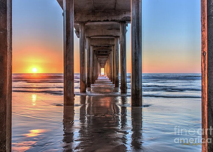 Beach Greeting Card featuring the photograph Under Scripps Pier at Sunset ..Autographed.. by David Levin