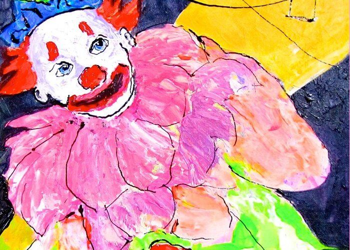 Clown Greeting Card featuring the painting Under the Big Top by Barbara O'Toole