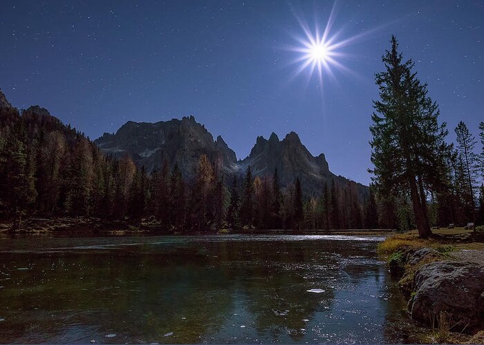 Lago Greeting Card featuring the photograph Under the moonlight by Elias Pentikis