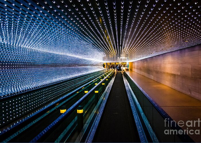 Corridor Greeting Card featuring the photograph Underground Moving Walkway by Jon Bilous