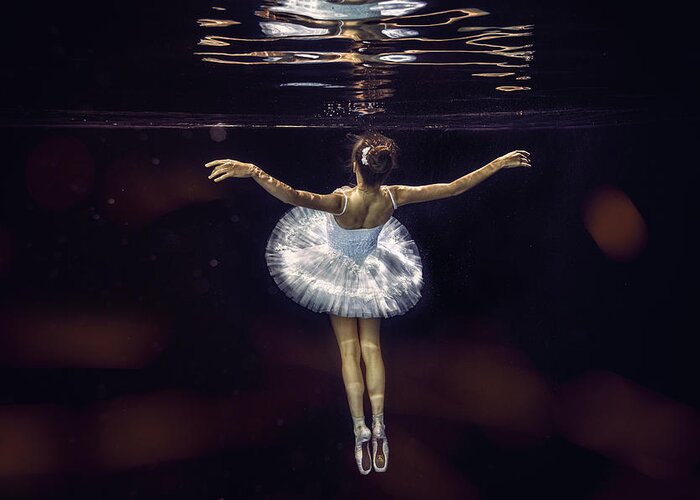 Underwater Greeting Card featuring the photograph Underwater White Ballet by Petr Kleiner