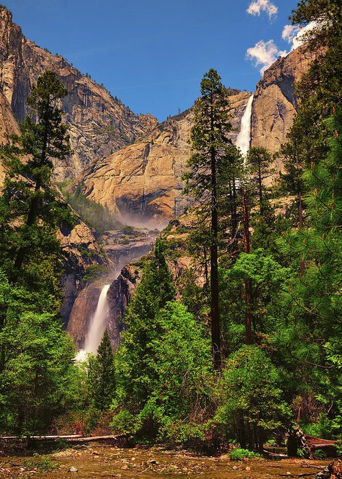 Yosemite National Park Greeting Card featuring the photograph Upper and Lower Yosemite Falls by Greg Norrell