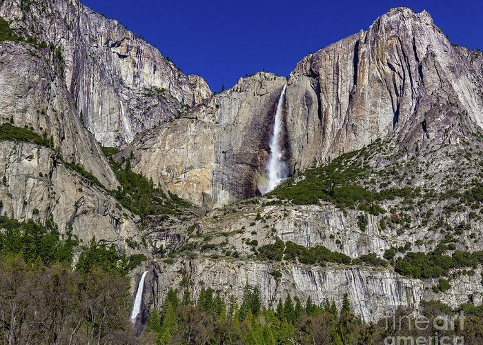 Beauty Greeting Card featuring the photograph Upper and Lower Yosemite Falls by Roslyn Wilkins