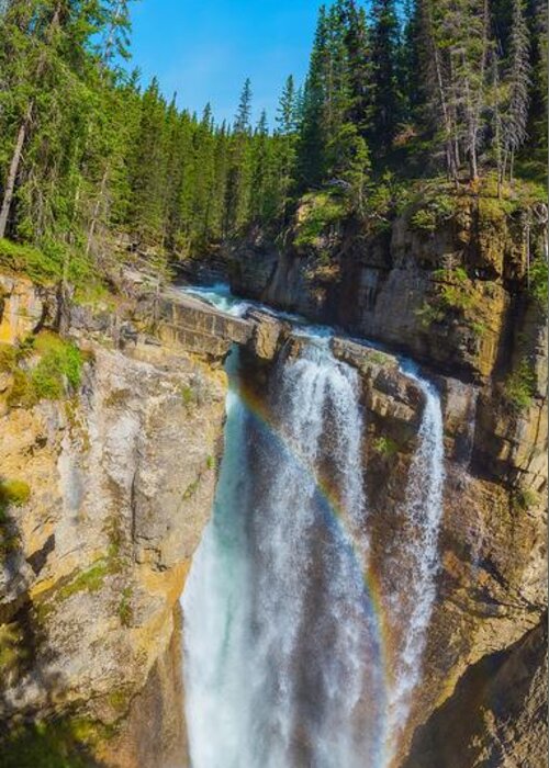 Upper Greeting Card featuring the photograph Upper Falls at Johnston Canyon by Owen Weber