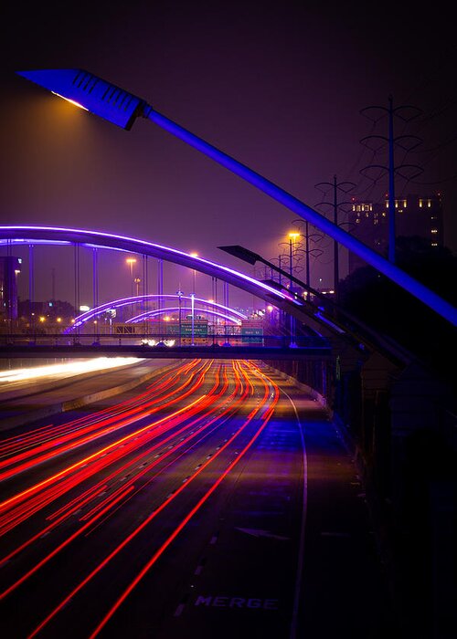 Urban Greeting Card featuring the photograph Urban Light Flow by Olivier Catherine