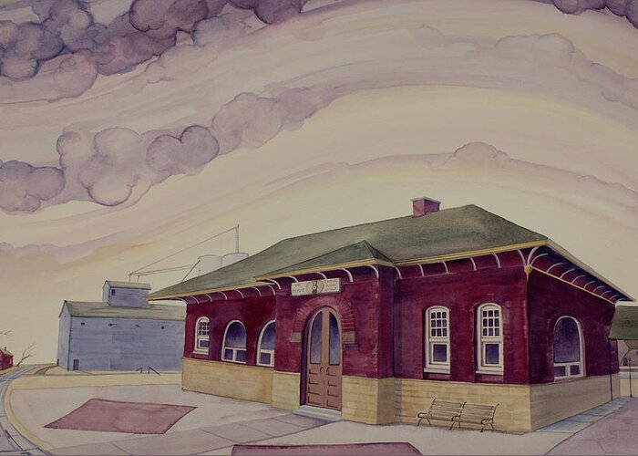 Train Depot Greeting Card featuring the painting Urbana Depot by Scott Kirby