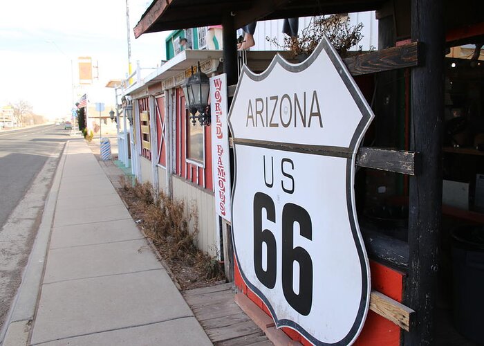 Road Greeting Card featuring the photograph US Route 66 Arizona Style by Laura Smith