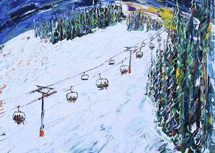 Beaver Creek Greeting Card featuring the painting Cinch Chair Beaver Creek by Pete Caswell