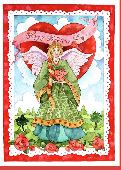 Valentine Angel Greeting Card featuring the digital art Valentine Angel by Julie Goonan