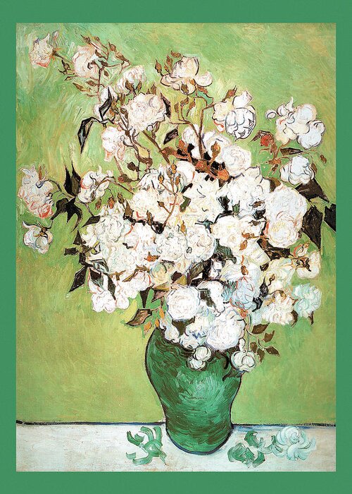 Rose Greeting Card featuring the painting Vase avec Roses by Vincent van Gogh
