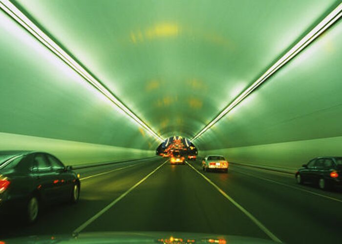 Photography Greeting Card featuring the photograph Vehicles Passing Through A Tunnel, Bay by Panoramic Images