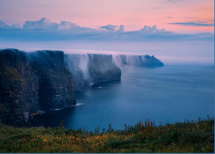 Moher Greeting Card featuring the photograph Veiled Cliffs Of Moher by Yi Jiang