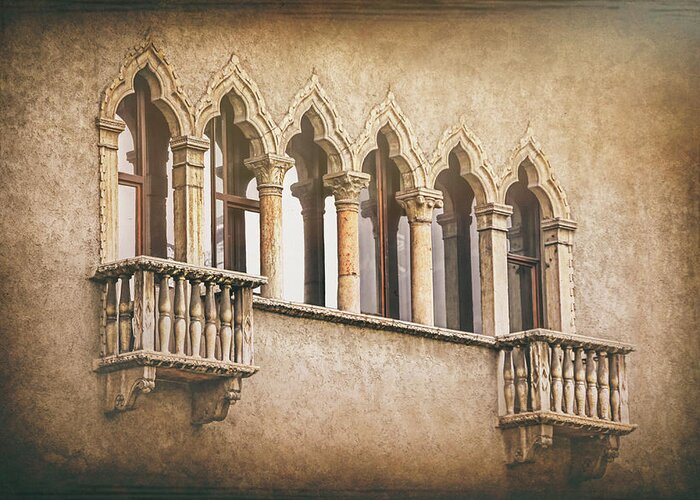Verona Greeting Card featuring the photograph Venetian Gothic Architecture Verona Italy by Carol Japp