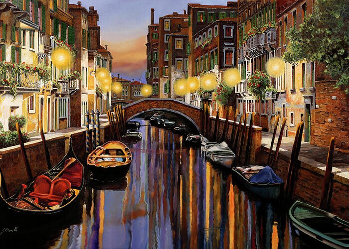 Venice Greeting Card featuring the painting Venice at Dusk by Guido Borelli