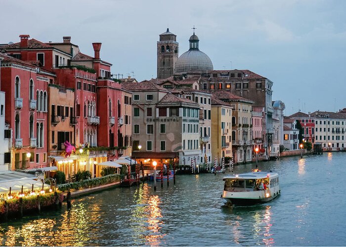 2007 Greeting Card featuring the photograph Venice Grand Canal At Dusk by Enzo Figueres