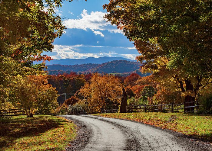Pomfret Vermont Greeting Card featuring the photograph Vermont Backroad Ramble in Autumn by Jeff Folger
