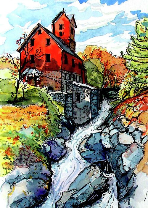 Vermont Greeting Card featuring the painting Vermont Red by Terry Banderas