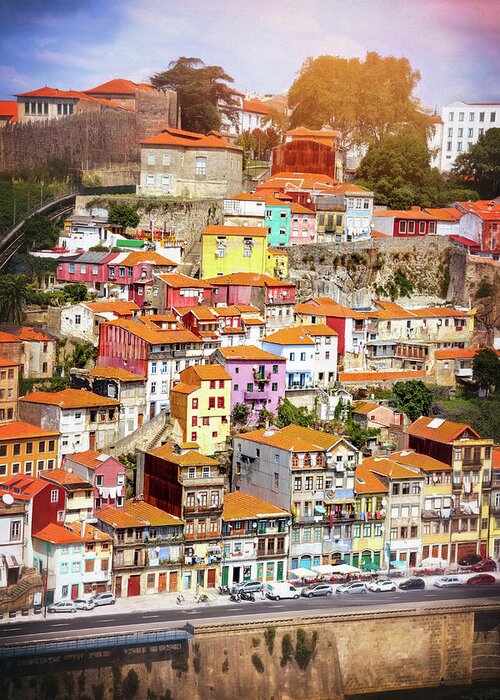 Porto Greeting Card featuring the photograph Vibrant Colors of Old Porto Portugal by Carol Japp