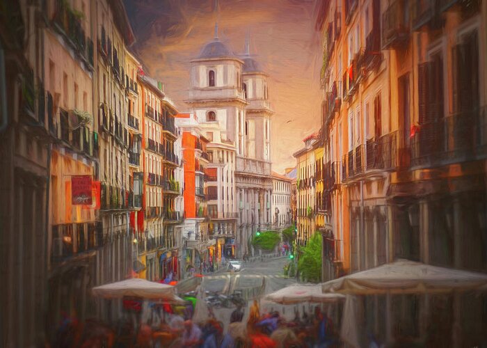 Madrid Greeting Card featuring the photograph Vibrant Streets of Madrid Spain by Carol Japp