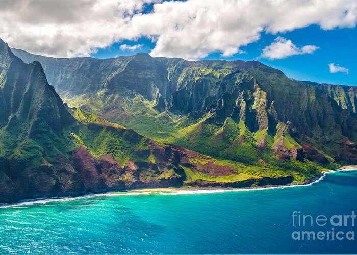 Mountains Greeting Card featuring the photograph View On Napali Coast On Kauai Island by Alexander Demyanenko