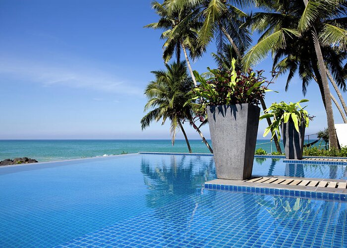 Empty Greeting Card featuring the photograph Villa Hotel Swimming Pool Sri Lanka by Laughingmango