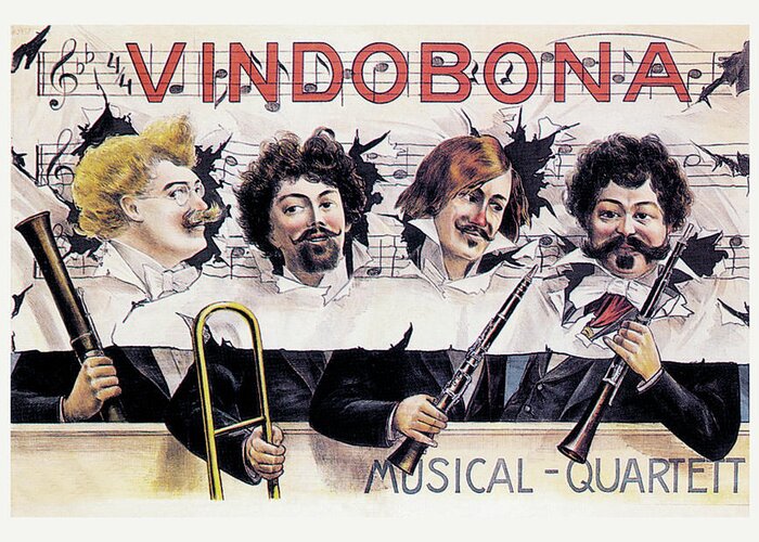 Quartet Greeting Card featuring the painting Vindobona Musical - Quartett by Unknown