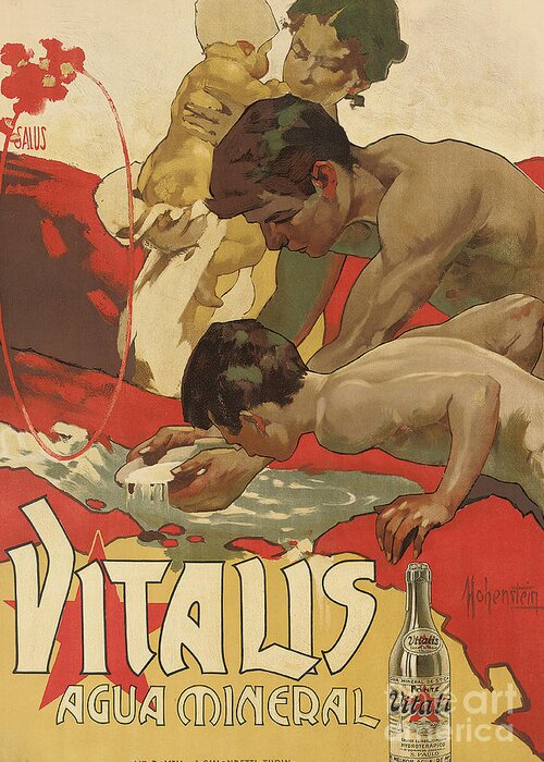 Vitalis Greeting Card featuring the painting Vintage poster for the mineral water Vitalis, 1895 by Adolfo Hohenstein