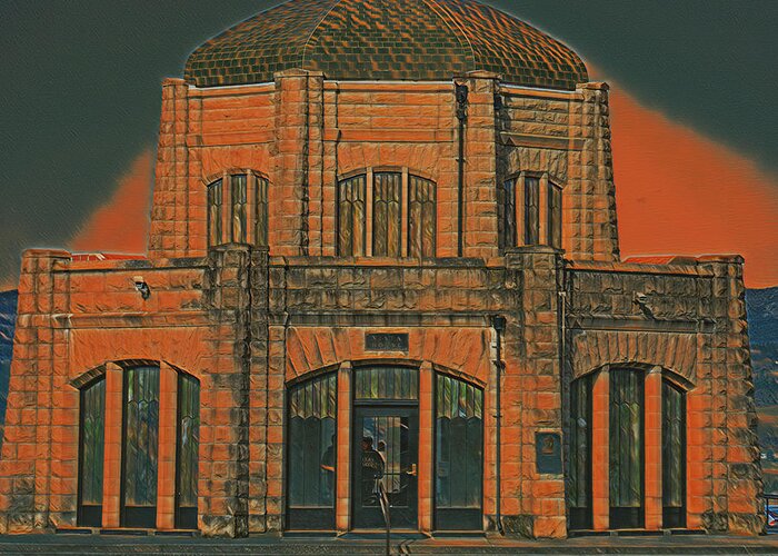 Vista House Greeting Card featuring the digital art Vista House by Jerry Cahill