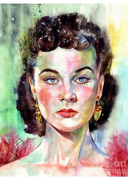 Vivien Leigh Greeting Card featuring the painting Vivien Leigh Portrait by Suzann Sines