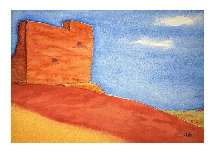 Watercolor Greeting Card featuring the painting Wall of Lore by John Klobucher