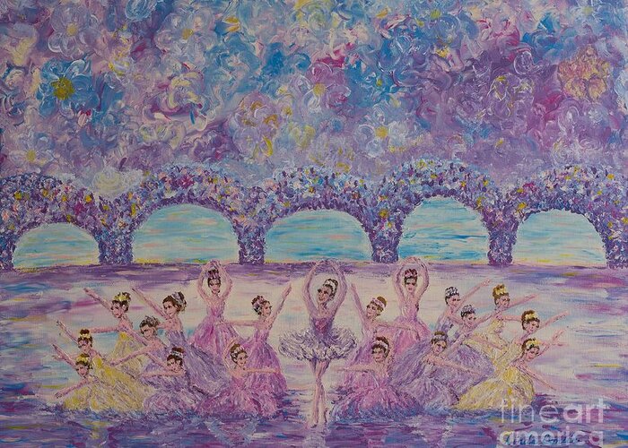 Ballet Greeting Card featuring the painting Waltz of the Flowers by Linda Donlin