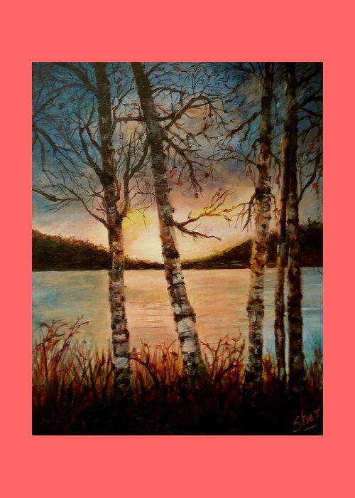 Seascape Greeting Card featuring the painting Warm Fall Day by Sher Nasser