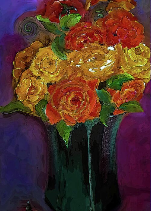 Warm Greeting Card featuring the digital art Warm Winter Rose Painting by Lisa Kaiser