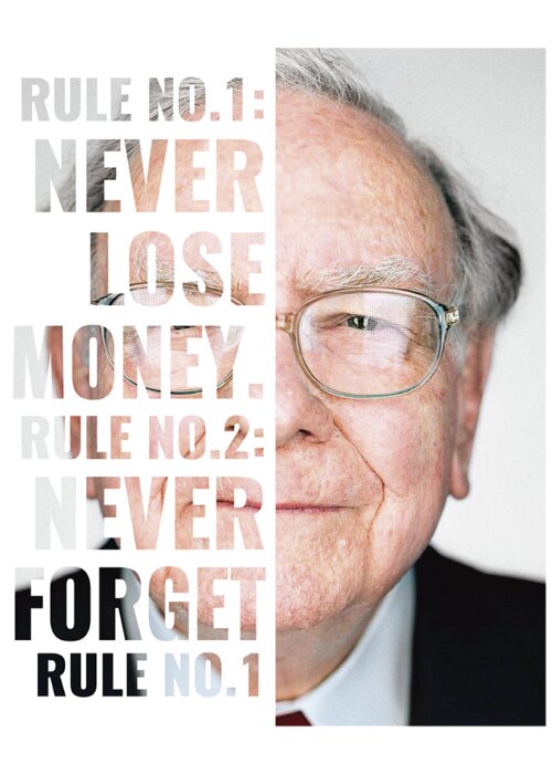 Warren Buffett Greeting Card featuring the digital art Warren Buffett - Rules by Giovanni Buscarino