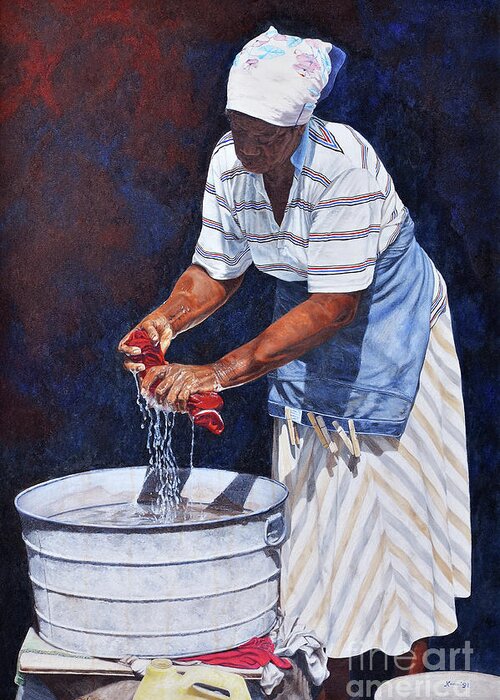  Greeting Card featuring the painting Wash Day by Nicole Minnis