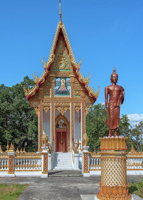 Scenic Greeting Card featuring the photograph Wat Amphawan Phra Ubosot and Standing Buddha Image DTHU0909 by Gerry Gantt