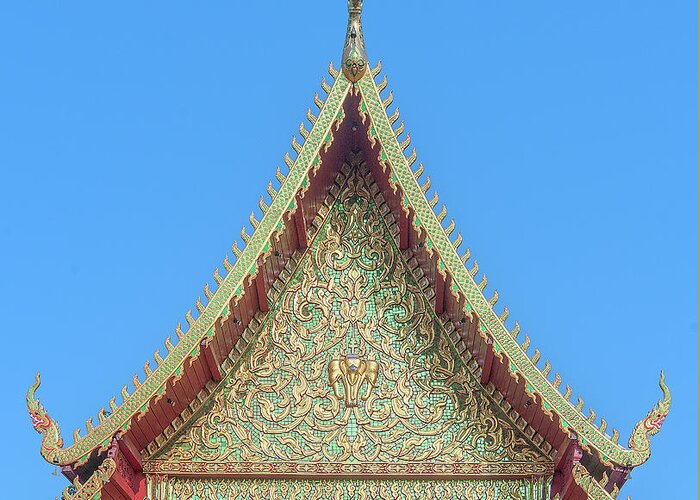 Scenic Greeting Card featuring the photograph Wat Nong Khrop Phra Ubosot Gable DTHCM2663 by Gerry Gantt
